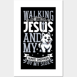 Jesus and dog - White Shepherd Posters and Art